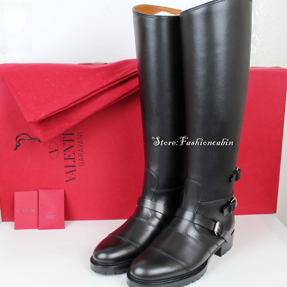 NEW Valentino Garavani Tall Rockstud Riding Boots | Luxe Leather Fall/Winter